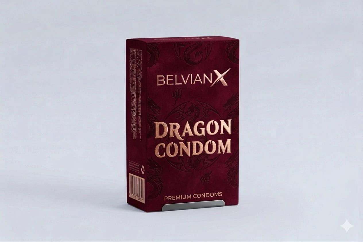BelvianX Premium Condom, Ultra Thin Delay, Extra Large, Unscented, Latex Free, 6 Inch, Adult Male
