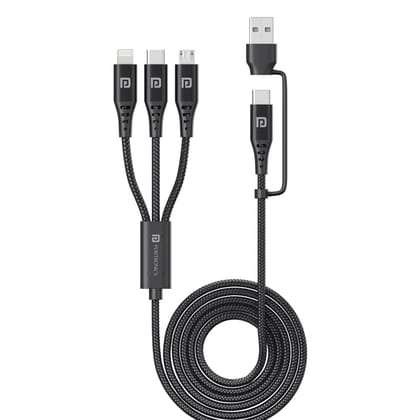 Portronics Konnect J9 3-in-1 Type C + 8Pin + Micro USB Cable
