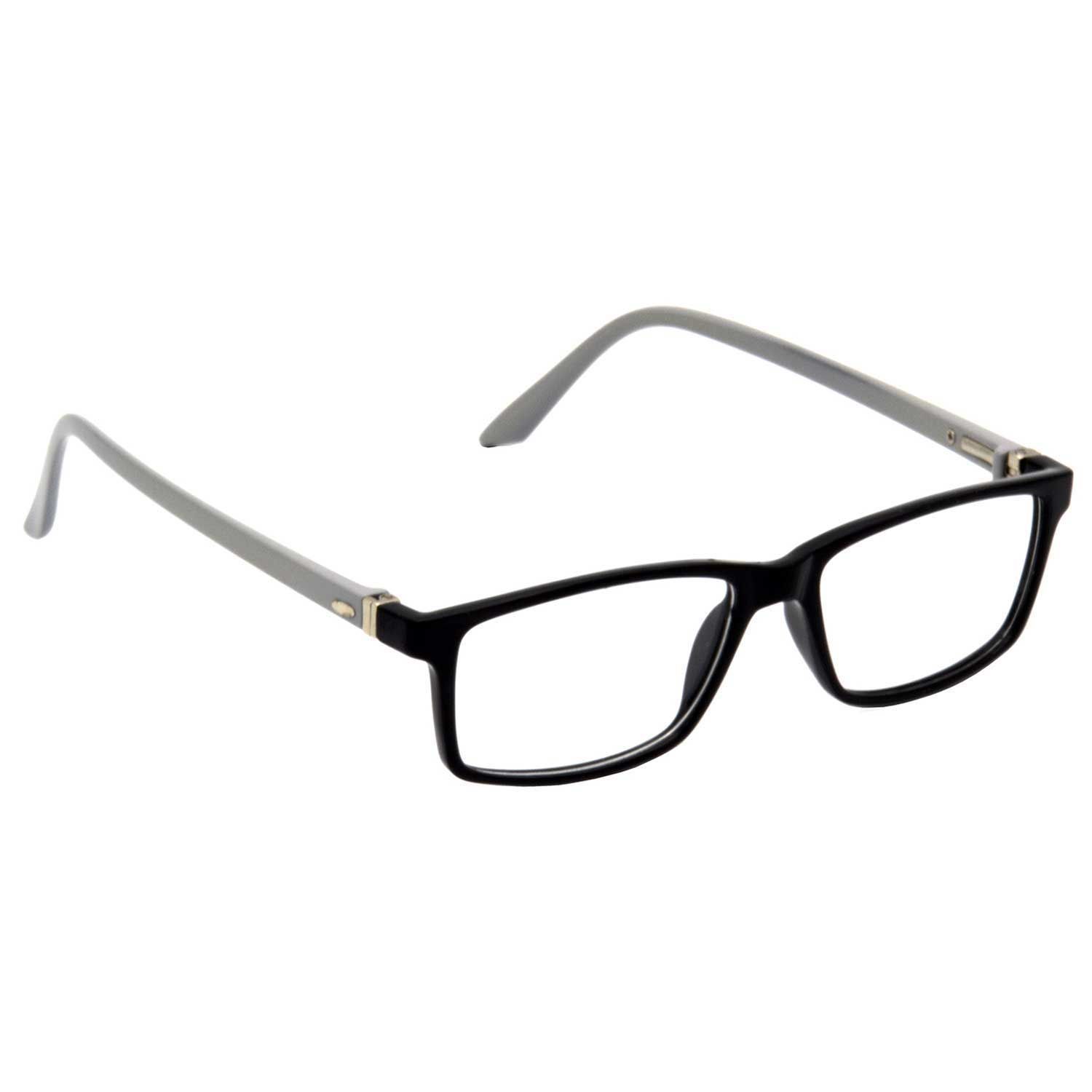 Hrinkar Plastic Full Rim Rectangle chasma frame Men & Women - HFRM-BK-GRY-11