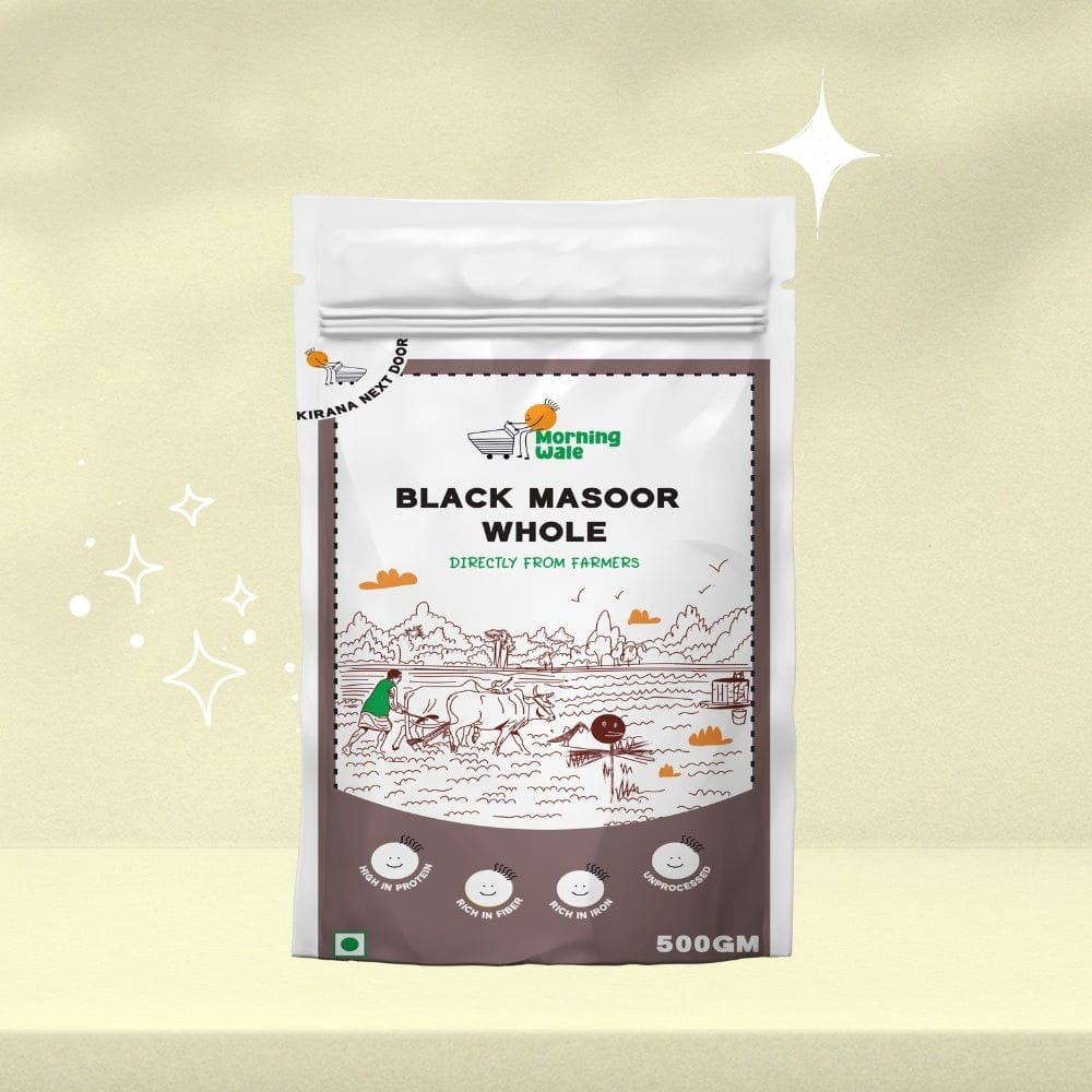 Morning Wale Sabut Masoor/Whole Black Lentils (450g) | Unpolished Whole Pulse | High Protein