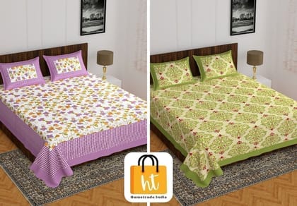 2201-Hometrade India- Standard Double Size (90*100 in )-Combo Double Bedsheet