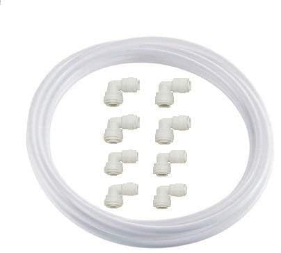Combo of RO Water Filter 10 Meter White Pipe 1/4" and 8 Elbow connectors 1/4"-1/4 inch