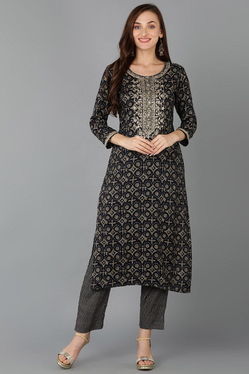 Teal Cotton Blend Straight Kurta VCK9121