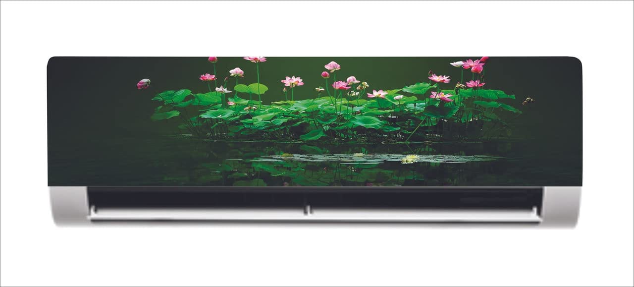 DreamKraft Beautiful Green Leaves AC Sticker (Multicolor PVC Vinyl, 30cm X 91cm)