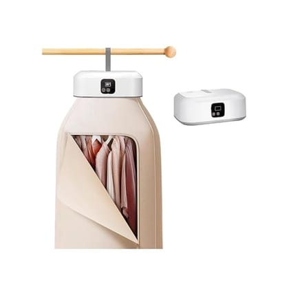 Electric Cloth Warmer Portable Clothes Dryer for Apartment, RV & Travel Mini Foldable Dryer Machine with Timer | Air Warmer with Warming Bag & Rack ABS Material, White | Square