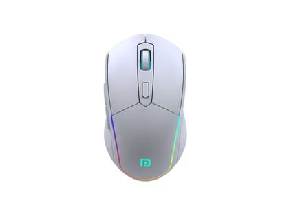 Portronics Toad One Bluetooth Mouse with 2.4 GHz & BT 5.3 Dual Wireless, 6 Buttons, Rechargeable, RGB Lights, Connect 3 Devices, Ergonomic Design for Laptop, Smartphone, Tablet  - White