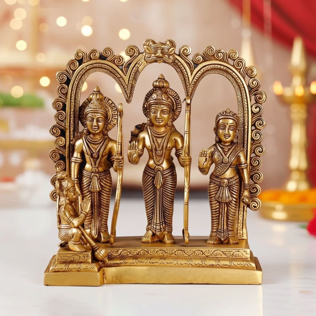 Brass Ram Darbar God Idol Statue | Home Temple Puja Murti, Height : 11.6 Inch (BSMAS1394 R)