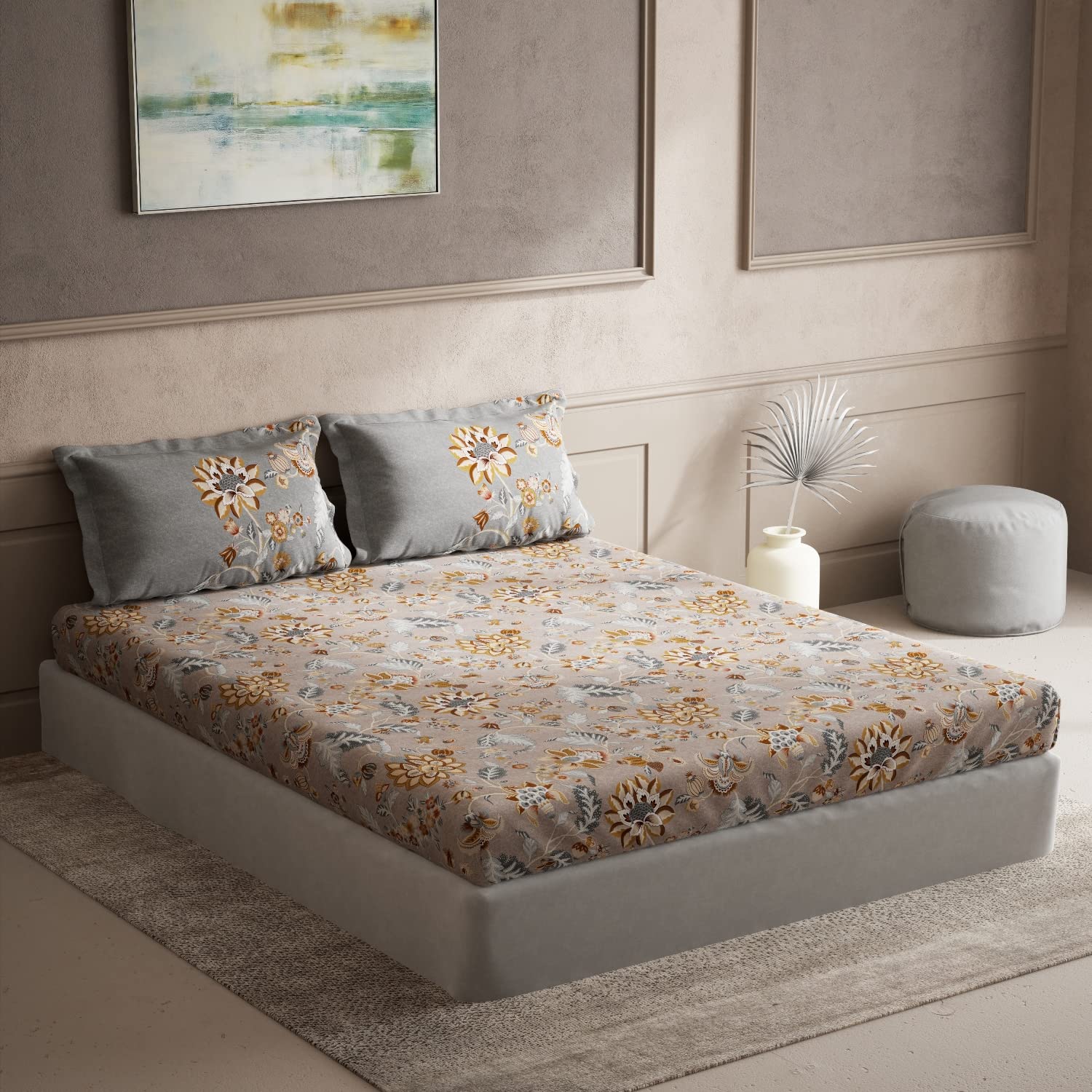 DDECOR - Memento Collection 100% Cotton Ethnic Pattern 136TC King Bedsheet |229 CM X 274 CM| with 2 Pillow Covers