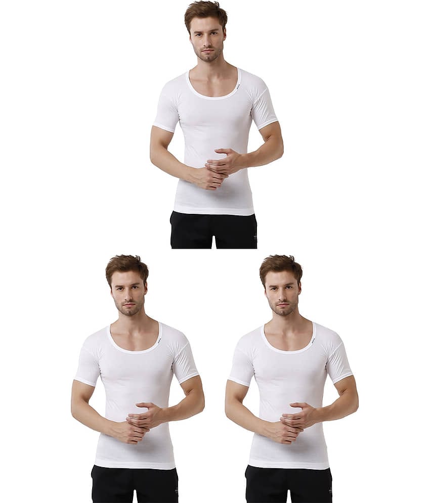Rupa Frontline White Cotton Men's Vest ( Pack of 3 )