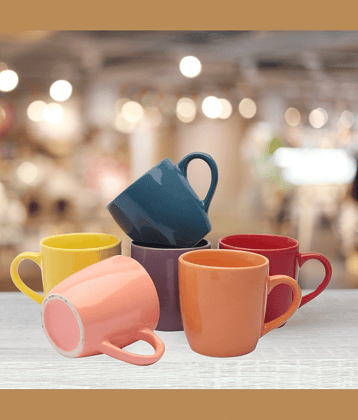 Love Unlimited Multicolor priya Solid Ceramic Tea Cup 120 ml ( Pack of 6 )