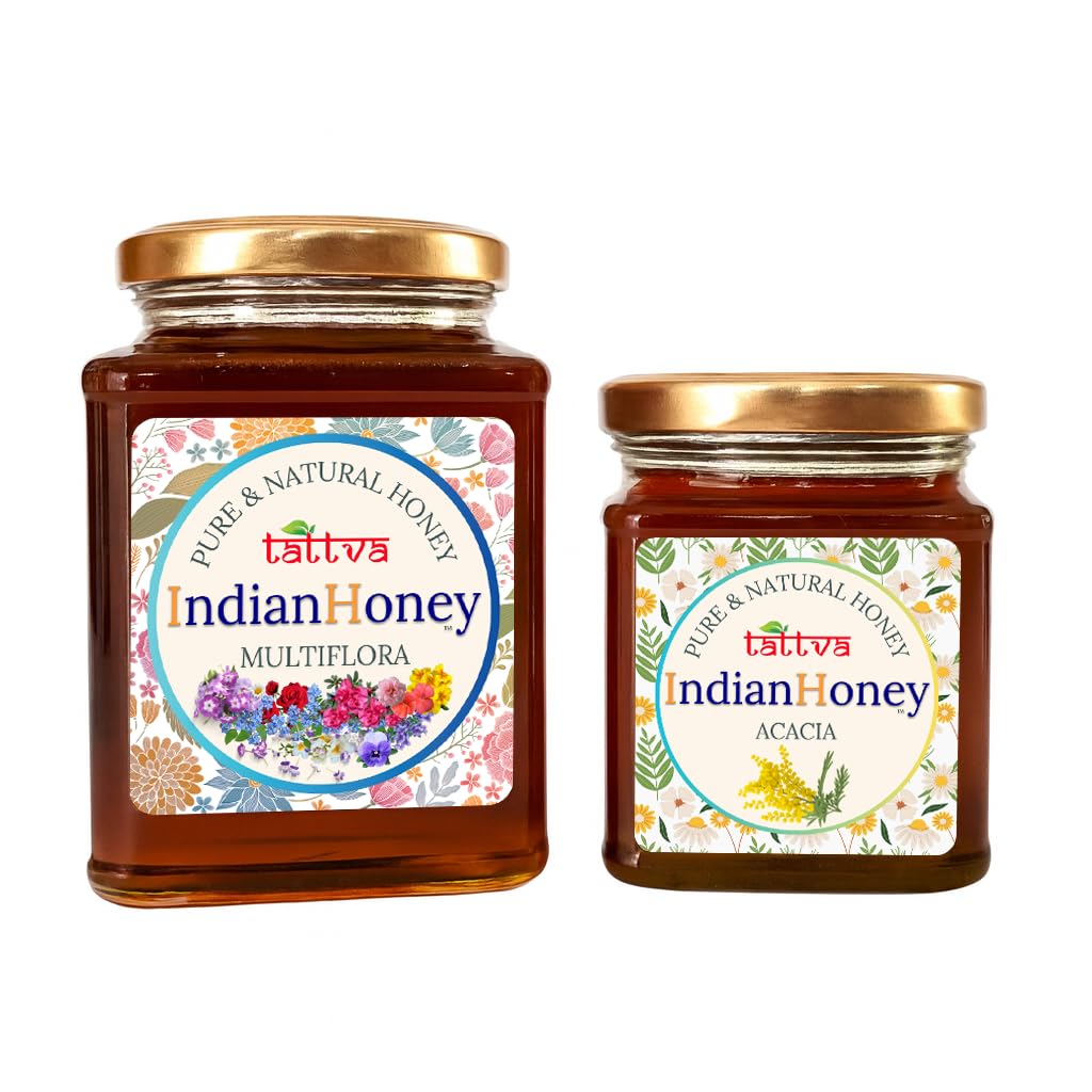 IndianHoney Himalayan Multiflora & Rajasthan Acacia Honey Combo Pack (500gm & 230gm) Himalayan Multiflora & Rajasthan Acacia