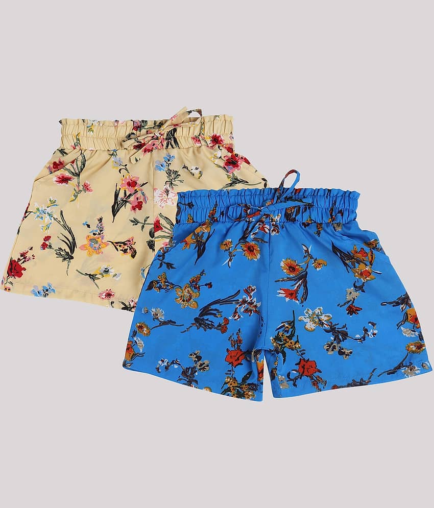 Arshia Fashions Pack of 2 Girls Crepe Bermudas ( Multicolor )
