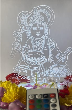 3D Acrylic illusion lights - Krishna| 16colors Touch & Remotecontrol| Battery & USB type