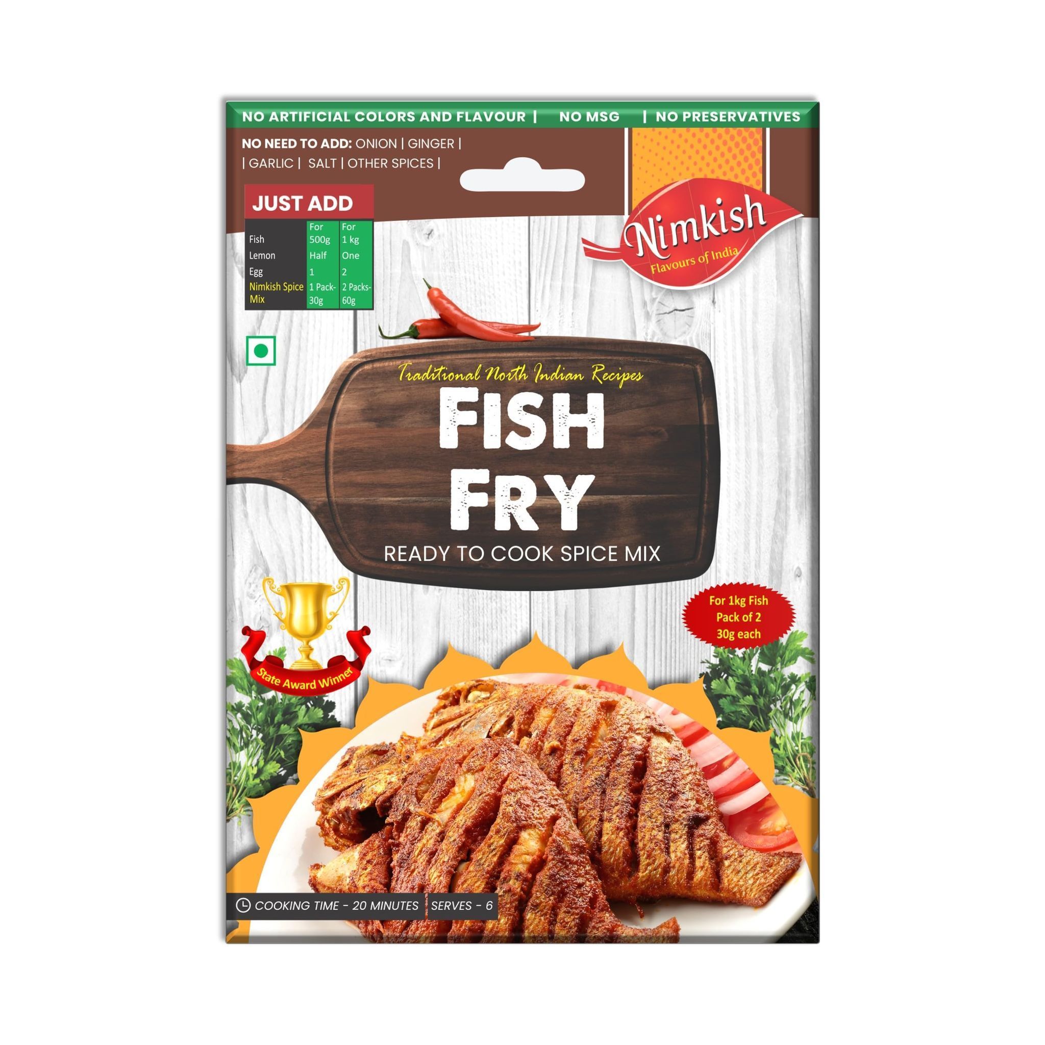 Nimkish Fish Fry Ready to Cook Spice Mix | 60g | Onion Ginger Garlic Already in Mix | Himalayan Recipe