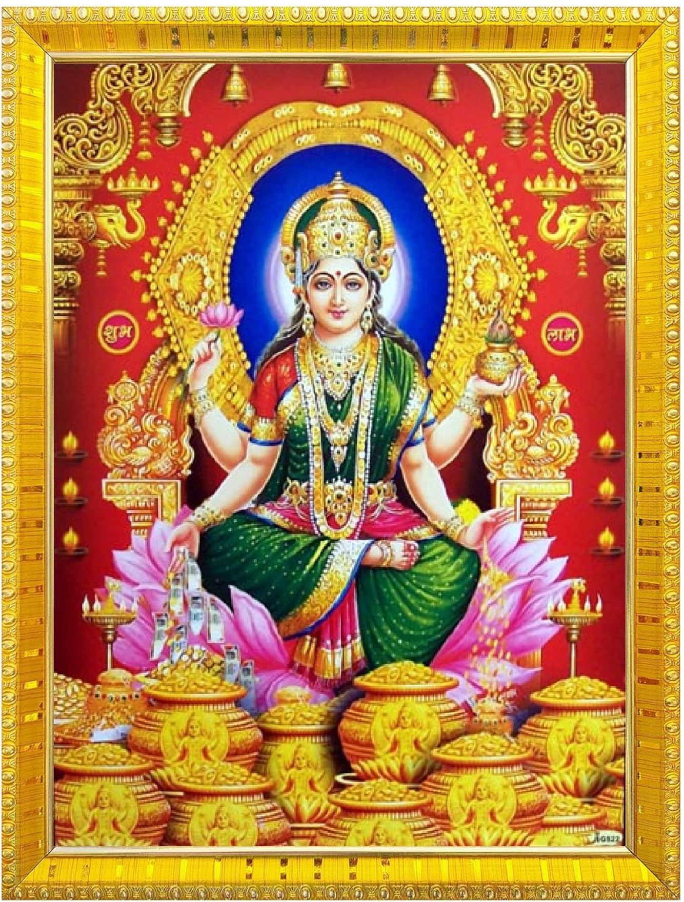 NOKKES Laxmi Devi Maa Mata Photo Frames Religious Photo frame 5X7 Inch Photo Frame_W3