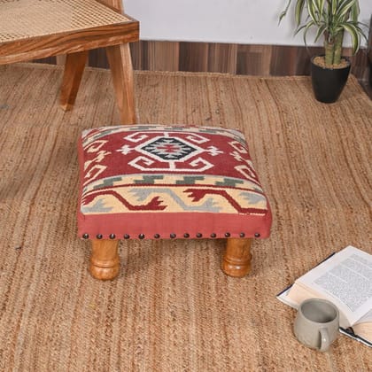 Handcrafted Bohemian Ottoman with Intricate Pattern