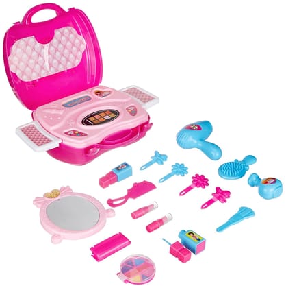 Makeup Set for Girls | Lightweight Portable Plastic Suitcase Kit | Ideal for 3+ Years Kids | Non-Toxic | Kid-Friendly | Pink...