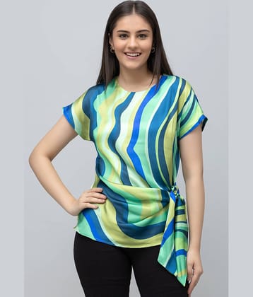 Purys Women's Satin Regular Top ( Blue )