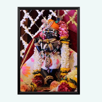 NOKKES Radha Raman ji Vrindavan Radha Raman Thakur Ji Black Photo Frames Religious Photo frame 5X7 Inch Photo Frame_QWW100