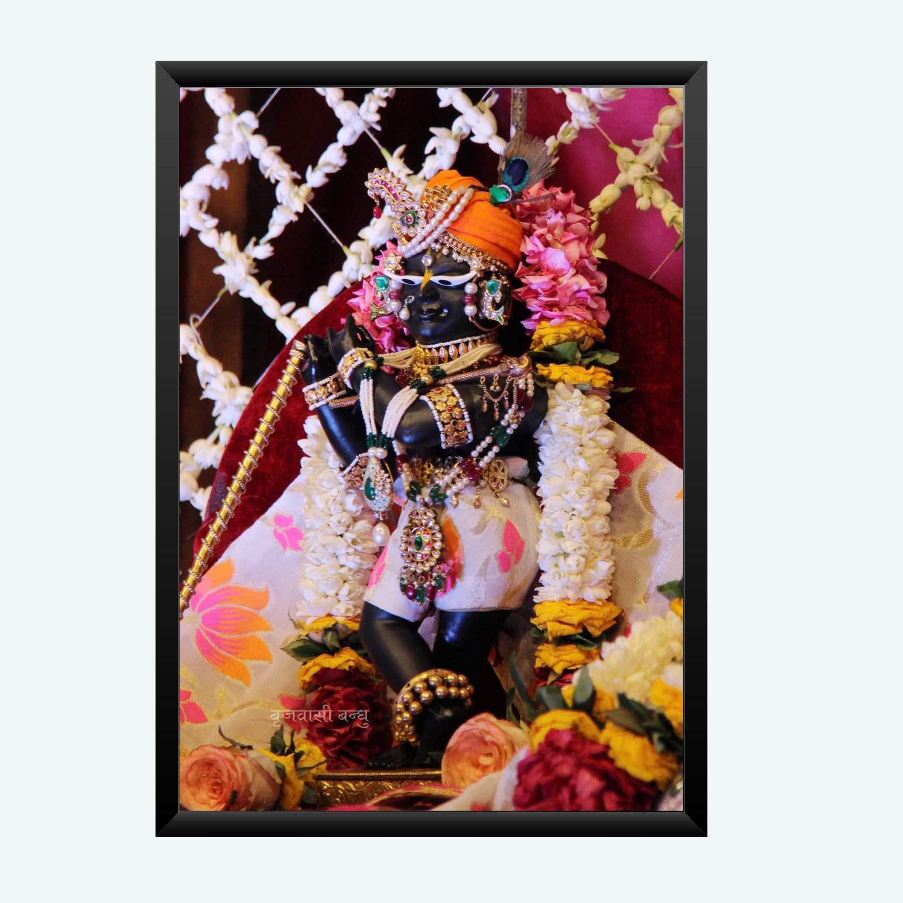 NOKKES Radha Raman ji Vrindavan Radha Raman Thakur Ji Black Photo Frames Religious Photo frame 5X7 Inch Photo Frame_QWW100