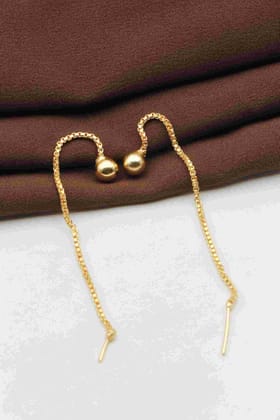 Sui Dhaga Earring Single Diamond Gold Plated Long Droplets Earrings for Women