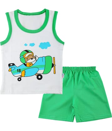 CATCUB Baby Girls Cotton T Shirts & Shorts ( Green )