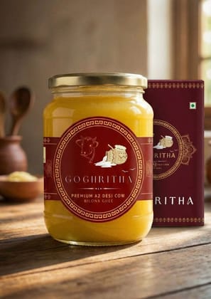 GoGhritha Premium A2 Bilona Desi Cow Ghee (500ml) | Traditional Purity & Nutrition | Everyday Cooking