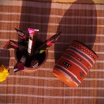 Hand-Painted Kutch Pottery Multi-Purpose Holders Set of 2