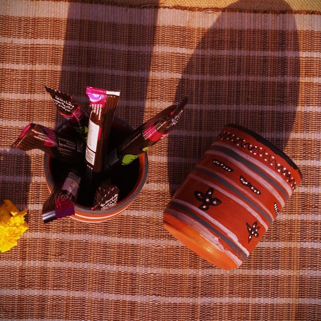 Hand-Painted Kutch Pottery Multi-Purpose Holders Set of 2