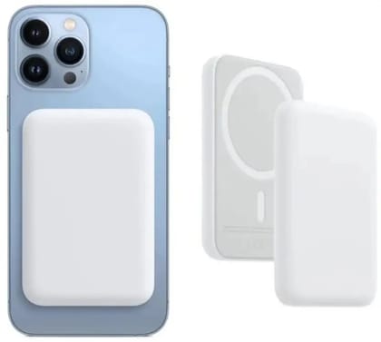 5000 mAh Wireless With MagSafe Slim Pocket Size Power Bank  ( White, Lithium-ion, Standard Charing Speed for Mobile | Lighting or C-Type Charging Port )