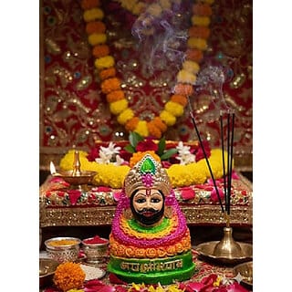 Gopika Shyam Baba Murti  13 cm Clay Khatu Shyam Idol for Daily Pooja, Decorative Multicolor Showpiece