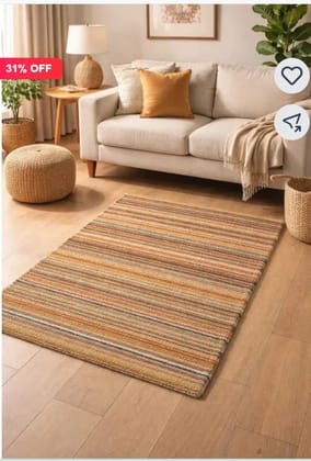 Premium Handloom Handmade Carpet Rug 2x3 Feet | Traditional Indian Cotton Floor Rug | Multicolor Striped Home Decor Mat