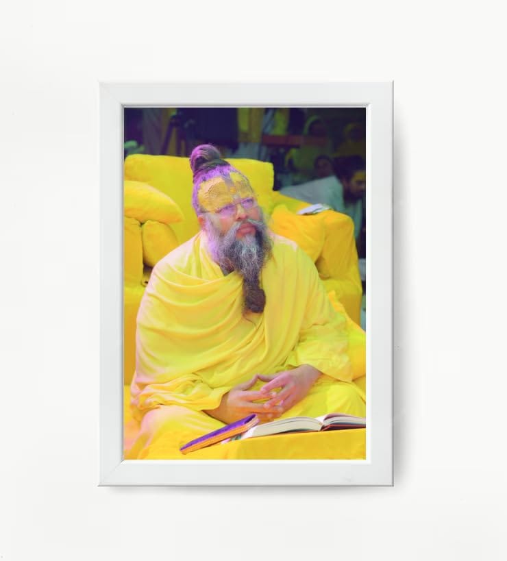 NOKKES Premanand Ji Maharaj White Religious Photo frame 5X7 Inch Photo Frame_WEW41