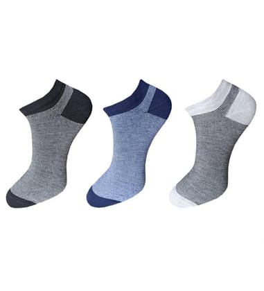 3_Pair Set Unisex Casual Cotton Striped Ankle Length Socks (Multicolor)-PID54095