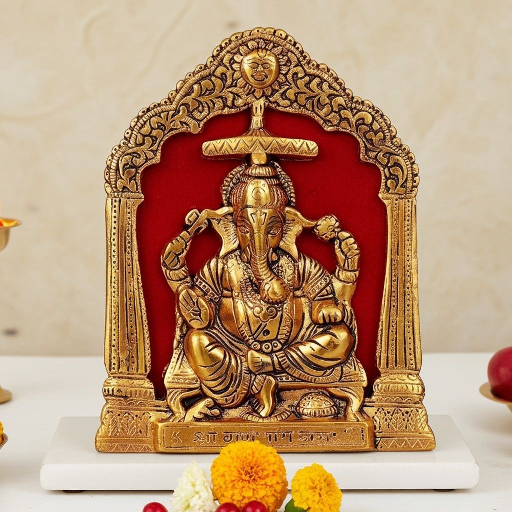 Aluminium Showpiece Ganesh Ji Statue (ASMAS464 G)