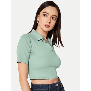 Radprix Casual Solid Women Green Top