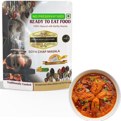 INDIAN KHANA KHAZANA Ready to eat Soya Chap Masala | No Added Preservative and Colours ( Soya )Serve Hot Anytime Anywhere with our Flameless Food Heater inside the Pack | Indian Tasty Flavour Ready to Eat Food Soya Chap Masala INDIAN KHANA KHAZANA Ready to eat Soya Chap Masala | No Added Preservative and Colours ( Soya )Serve Hot Anytime Anywhere with our Flameless Food Heater inside the Pack | Indian Tasty Flavour Ready to Eat Food Soya Chap Masala