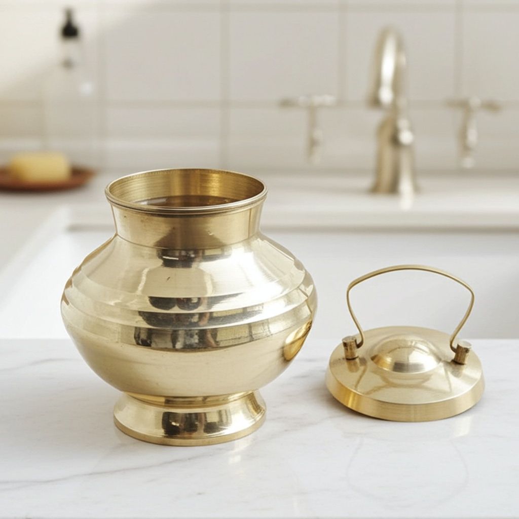 Brass Gangajali No. 7 [300 ml] � Small Water Pot for Pooja Use, Height : 4 Inch (ZMAS613 O)