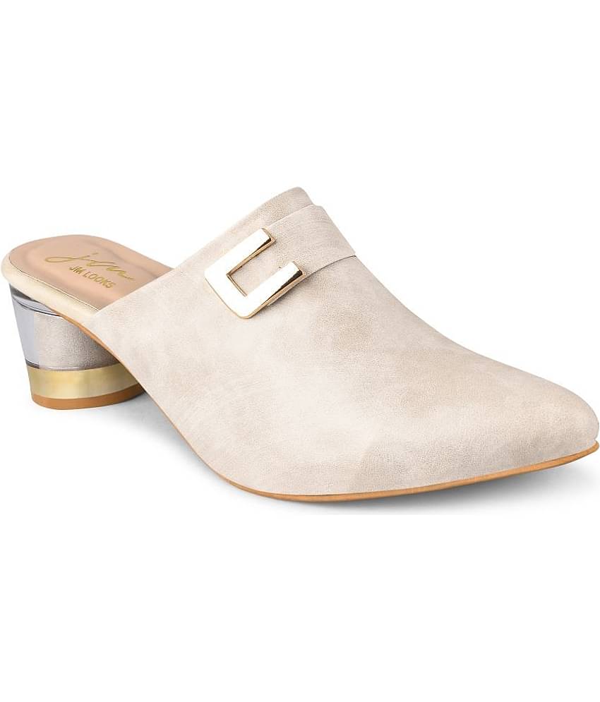 JM Looks Cream Women's Mules Heels