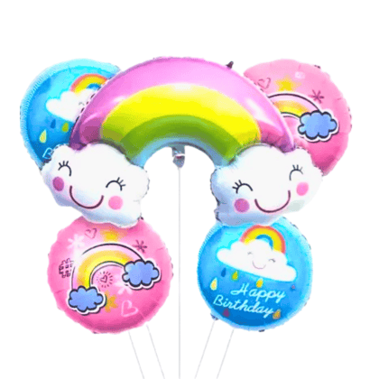 Rainbow Happy Birthday Balloon Set - 5PC Rainbow Happy Birthday Balloon Set - 5PC