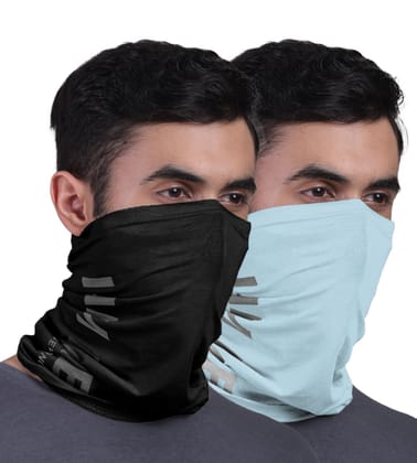 FREECULTR Unisex Bamboo Bandana, Anti Microbial Super Soft & Comfort Fit, Breathable Multipurpose Headband, Face Mask for Dust Protection and Sun - Printed Pack of 2-Black,Chalk Blue FREECULTR Unisex Bamboo Bandana, Anti Microbial Super Soft & Comfort Fit, Breathable Multipurpose Headband, Face Mask for Dust Protection and Sun - Printed Pack of 2-Black,Chalk Blue