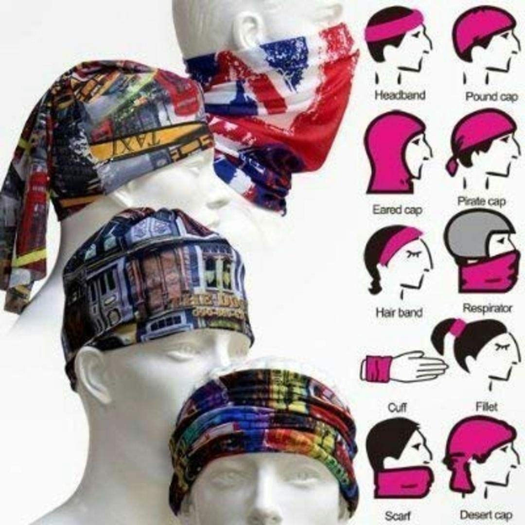 Nawani Style Face Mask (Pack of 5) Printed Unisex Multi Functional Bandana, Color As per Availability