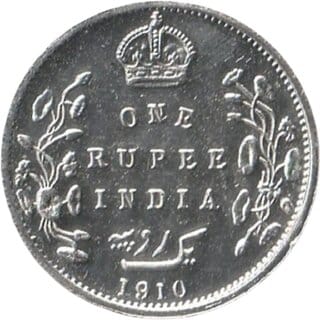 1910 Edward VII 1 Rupee Fancy Coin British India Collectible