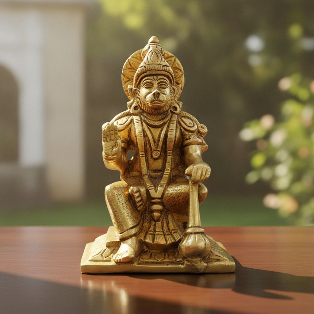Brass Hanuman Ji Idol Statue for Home Temple, Small Size, Height : 6 Inch (BSMAS1333 H)