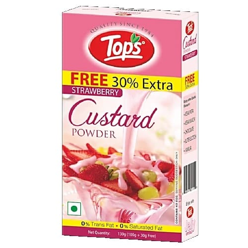Tops Custard Powder - Strawberry, 100 g Carton