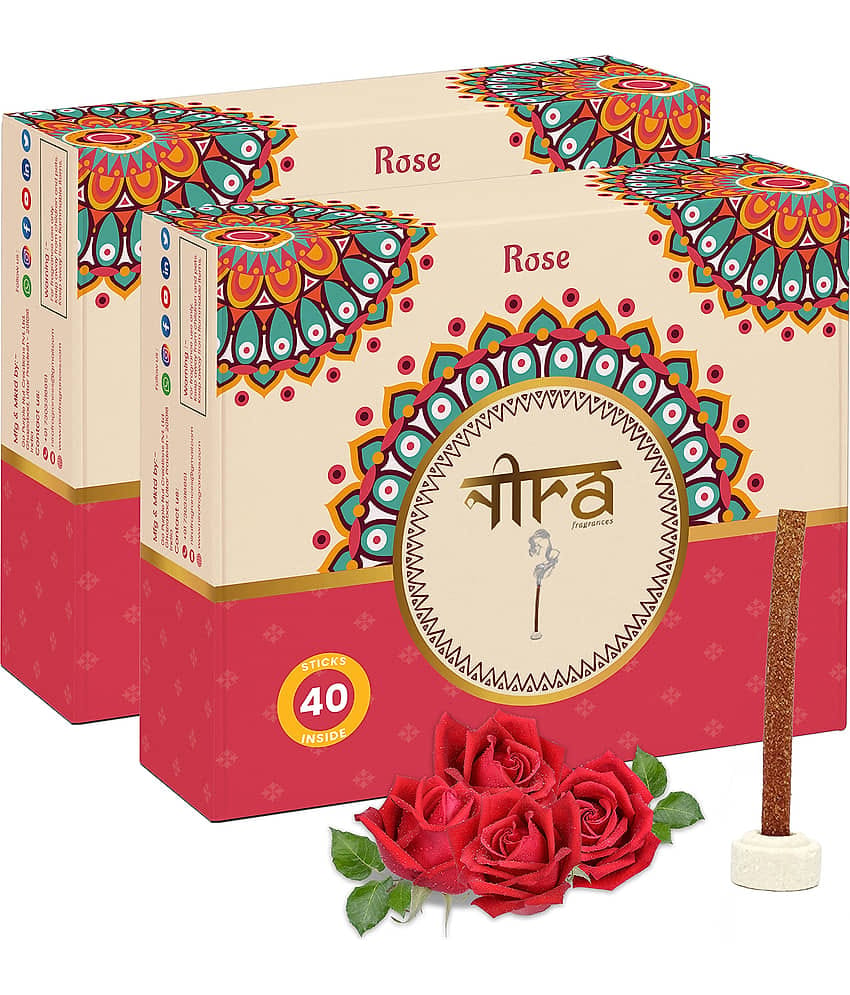 Nira Fragrances Incense Dhoop Sticks Rose 80 Pieces ( Pack of 2 )