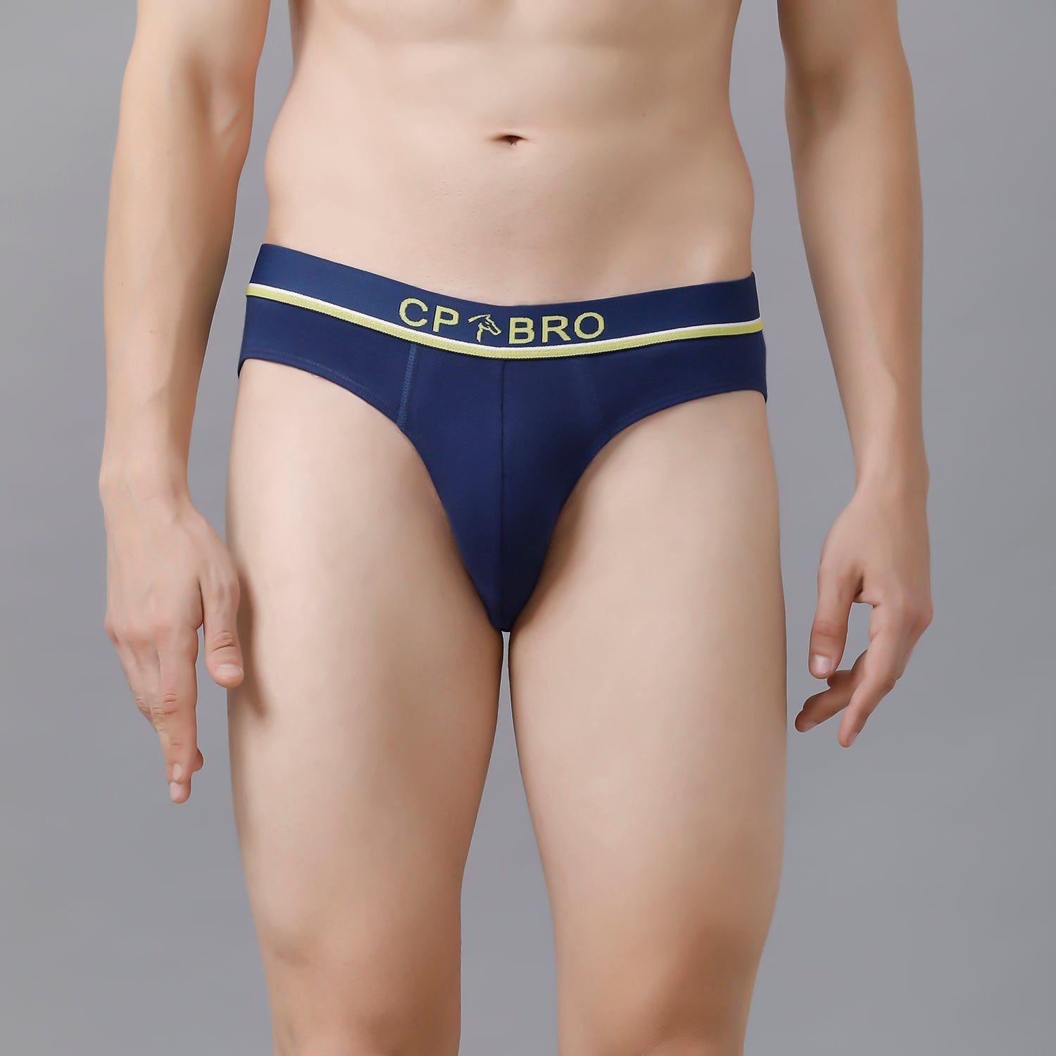 CP BRO Men's Printed Briefs with Exposed Waistband - Blue CP BRO Men's Solid