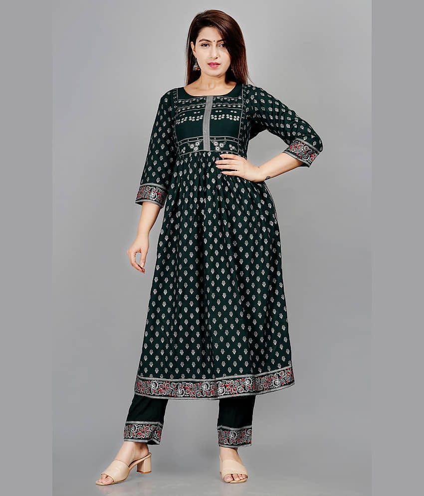 SIPET - Green Straight Rayon Women's Stitched Salwar Suit ( Pack of 1 )