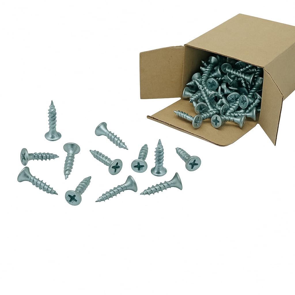 6 x 19 mm Drywall Screw (200 Pieces) - Zinc Plated (Silver Color) - 6 mm Head Diameter & 19 mm Length - 0.75" Drilling Screws - Plus (+) Drive Head - Ideal for Woodworking - Long-Lasting