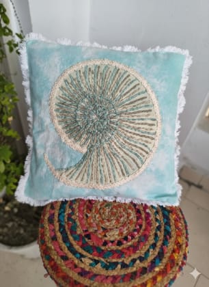 Nature Craaft Designer Hand Embroidered Cotton Cushion Cover